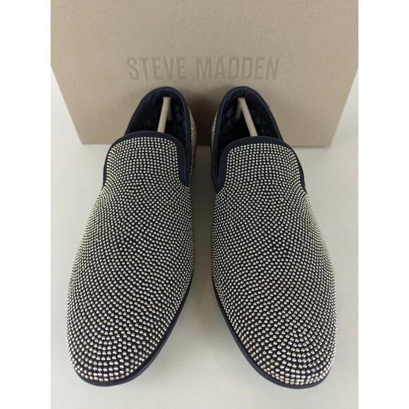 Steve Madden Mezmoryz Loafers Mens 8 Black Gold Studded Slip On Shoes NWB - Picture 7 of 13